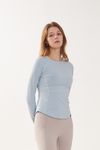 Cielcoco CLWT8097 Cozy Long Sleeve Flatlock Raglan Workout Top UV Protection Shirt _ MISTY BLUE  _ Made in Korea